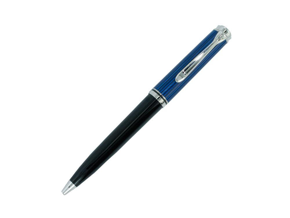 Pelikan K805 Kugelschreiber, Schwarz und Blau, Versilberte Beschläge, 933697