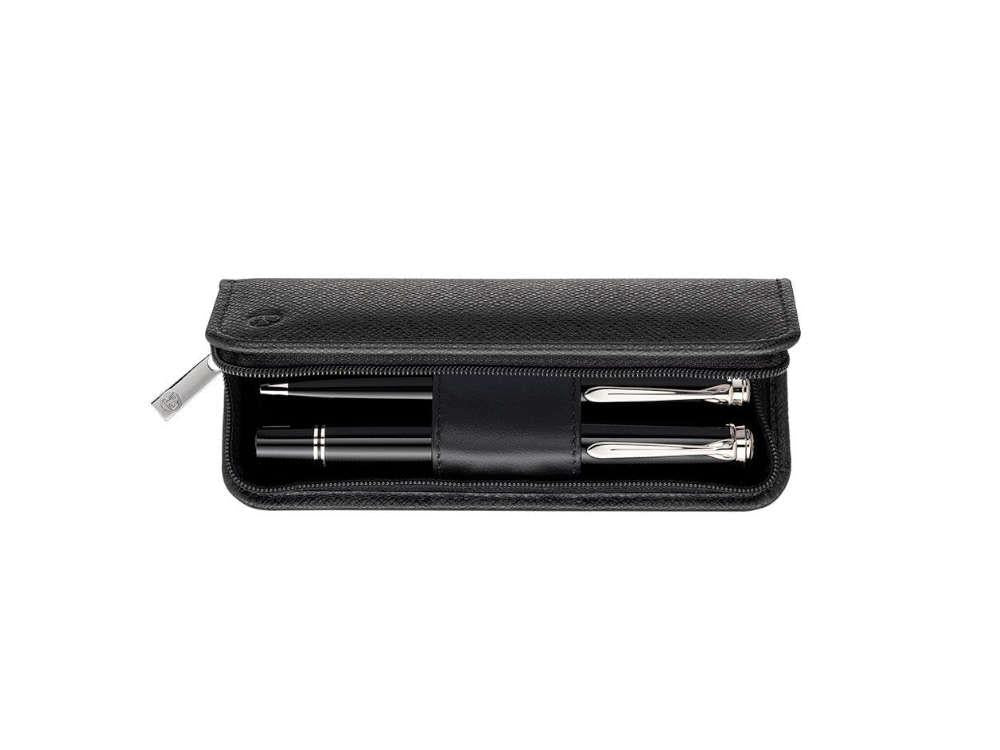 Pelikan Etui 2 Stifte, Genarbtes Leder, Schwarz, Der Reißverschluss , 958025