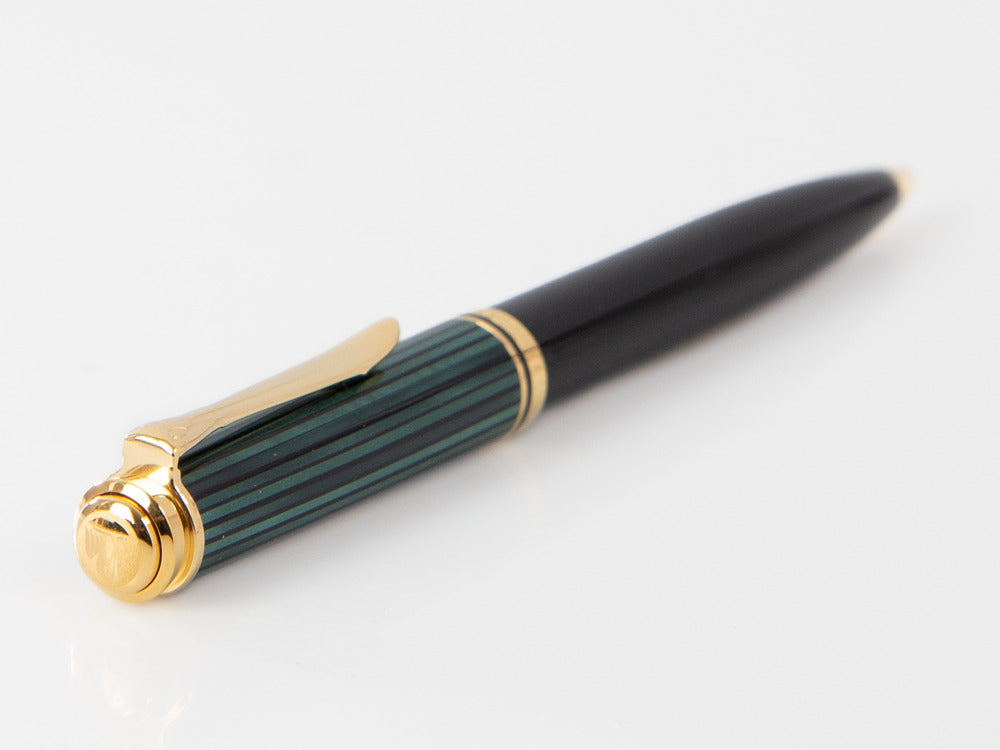 Pelikan K600 Kugelschreiber, Schwarz und grün, Vergoldete Beschläge, 980086