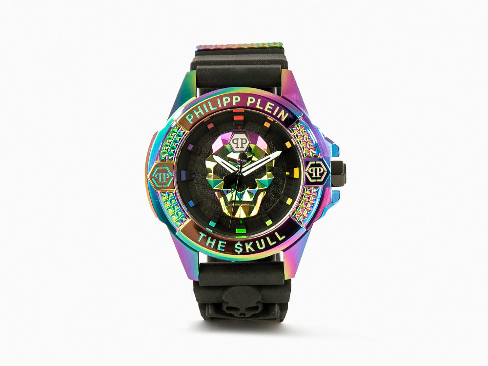 Philipp Plein The Skull Rainbow Quartz Uhr, PVD, Schwarz, 44 mm, PWAAA2123