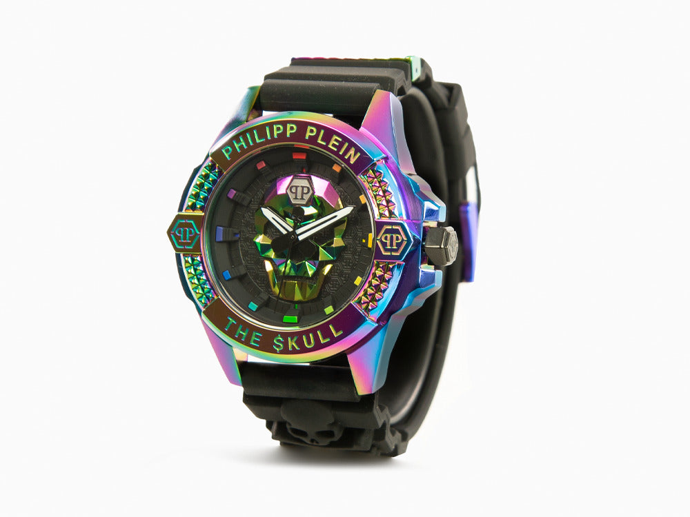 Philipp Plein The Skull Rainbow Quartz Uhr, PVD, Schwarz, 44 mm, PWAAA2123