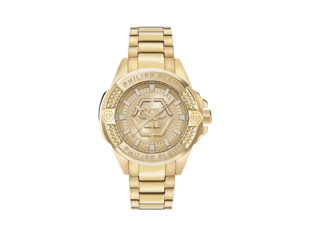 Philipp Plein Majesty Quartz Uhr, Golden, 45 mm, Mineral Glas, PWBHA0726