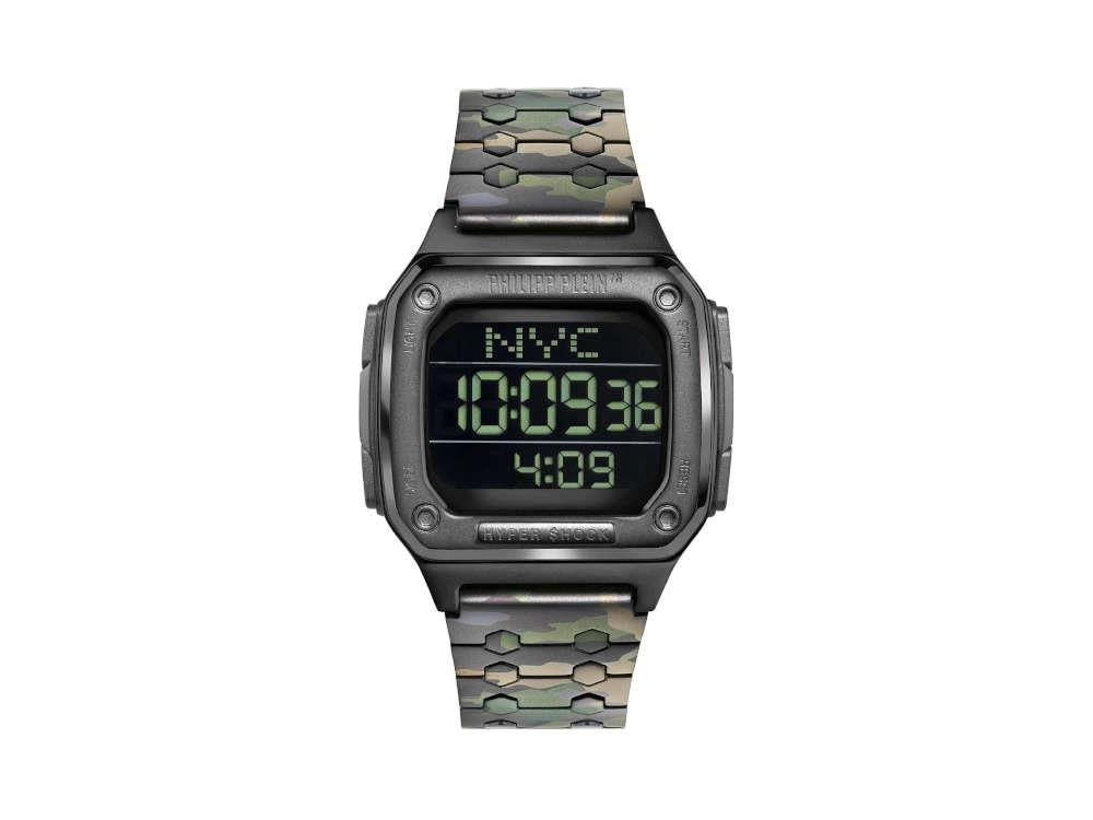 Philipp Plein Hyper Shock Quartz Uhr, Schwarz, 44 mm, Mineral Glas, PWHAA0921