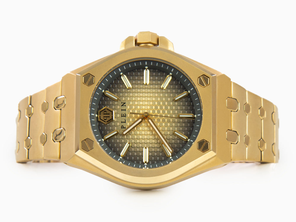 Philipp Plein Extreme Gent Quartz Uhr, PVD Gold, Braun, 43 mm, PWPMA0324