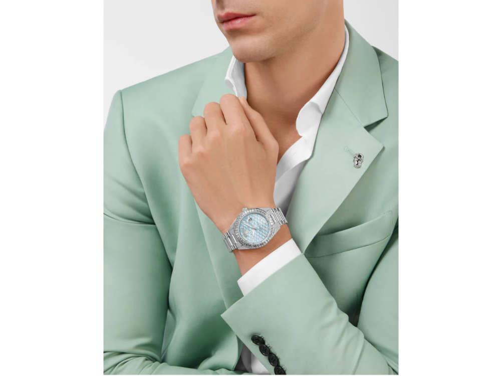 Philipp Plein Date Superlative Quartz Uhr, Blau, 42 mm, Mineral Glas, PWPNA0524