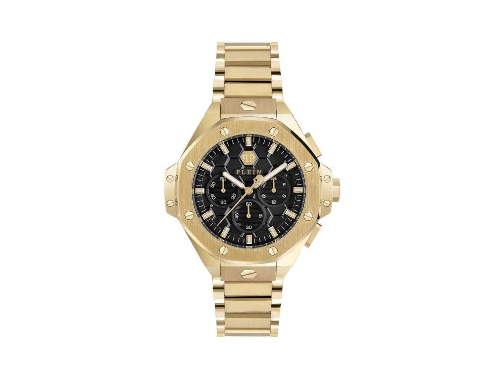 Philipp Plein Plein Chrono Royal Quartz Uhr, PVD Gold, Schwarz, 42 mm, PWPSA0424