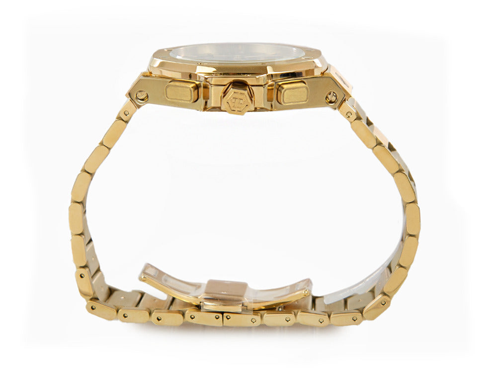 Philipp Plein Plein Chrono Royal Quartz Uhr, PVD Gold, Schwarz, 42 mm, PWPSA0424