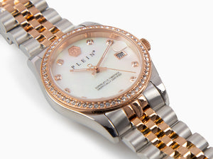 Philipp Plein Date Superlative Quartz Uhr, Rose Gold, Weiss, 34 mm, PWYAA0223