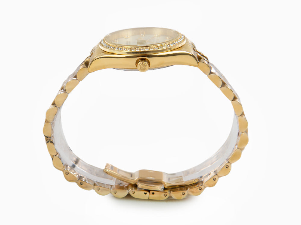 Philipp Plein Date Superlative Quartz Uhr, PVD Gold, Weiss, 34 mm, PWYAA0323