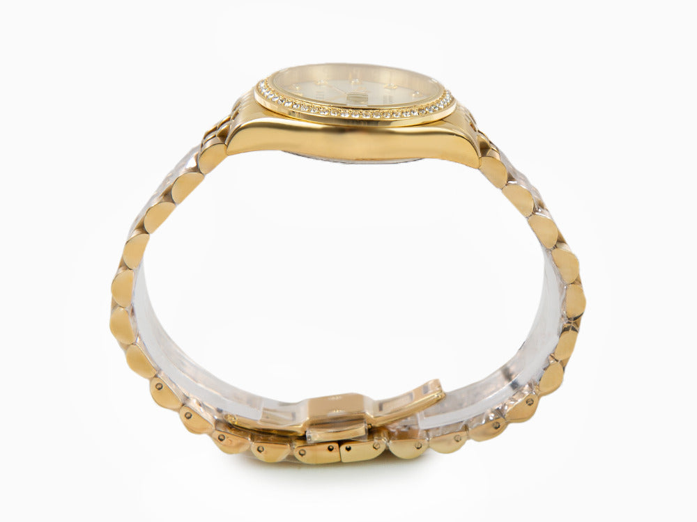 Philipp Plein Date Superlative Quartz Uhr, PVD Gold, Weiss, 34 mm, PWYAA0323