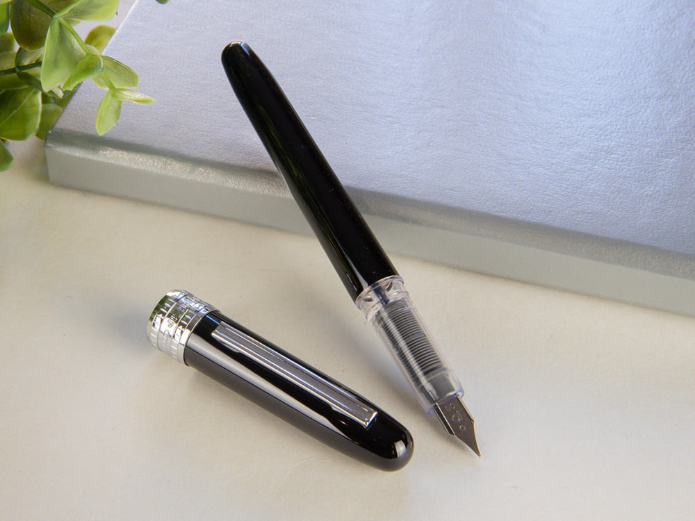 Plaisir Füllfederhalter, Eloxiertes aluminium, Schwarz, PGB-1000-1 - Nib M