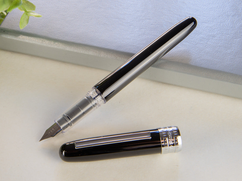 Plaisir Füllfederhalter, Eloxiertes aluminium, Schwarz, PGB-1000-1 - Nib M