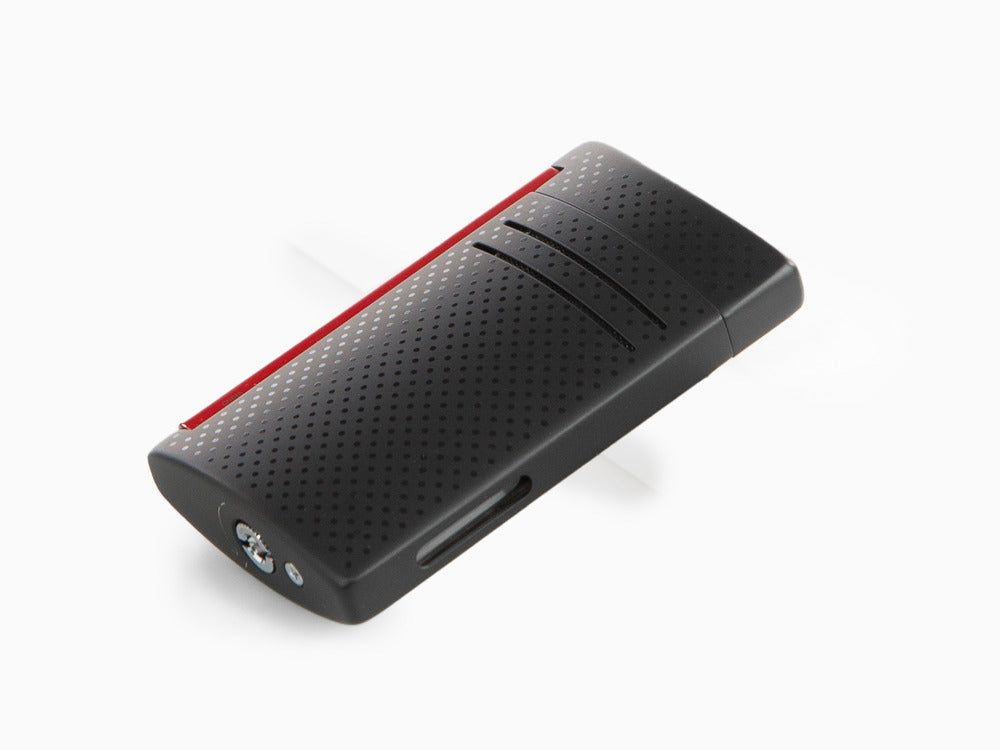 S.T. Dupont Maxijet Feuerzeug, Chrom, Rot/Schwarz, 020160N
