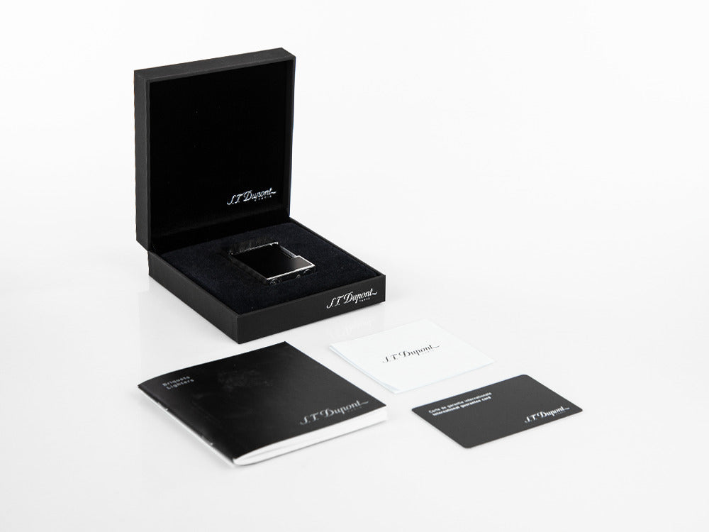 S.T. Dupont Ligne 2 Cling Feuerzeug, Platin, Schwarz, C16602