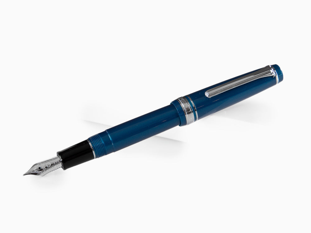 Sailor Professional Gear Slim Silver Füller, Metallic Blue, Rhodinierte