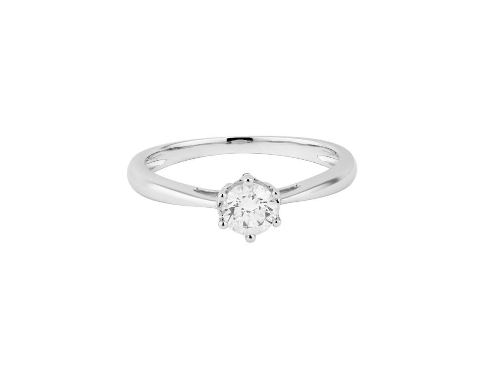 Solitär-Ring mit Brillantschliff aus 18K Weißgold 0.4 ct, LRW000595-040-14