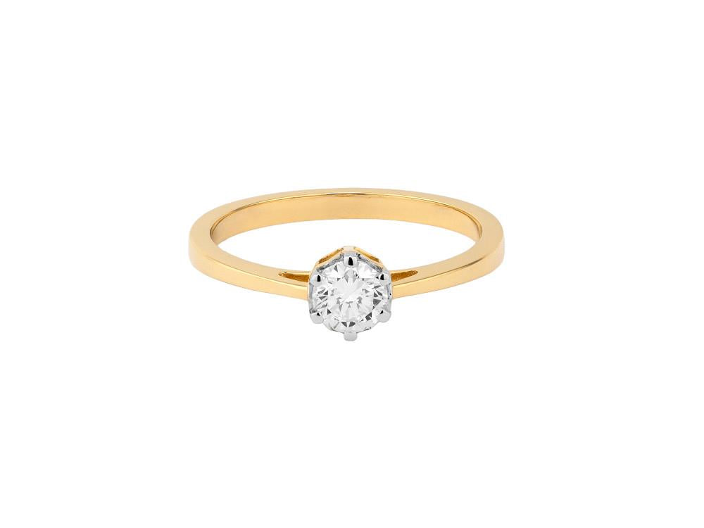 Solitär-Ring mit Brillantschliff aus 18K Gold, 0.4 ct, LRY23702-14