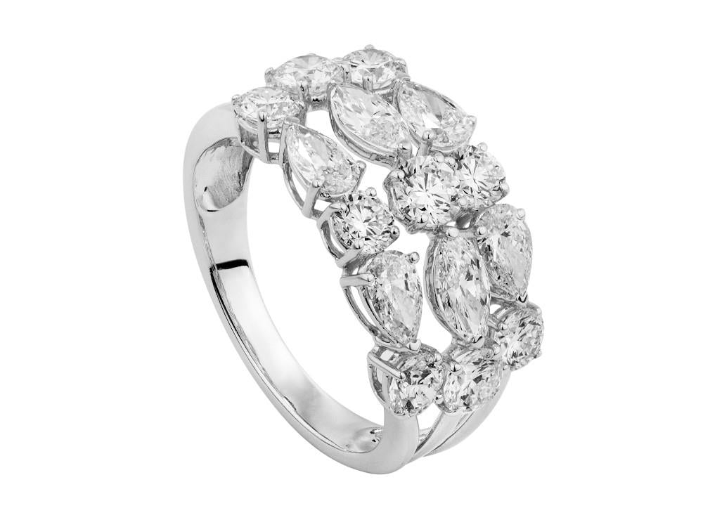 Solitario Dreireihiger Ring aus 18K Weißgold 2.5 ct, NLW00001-13