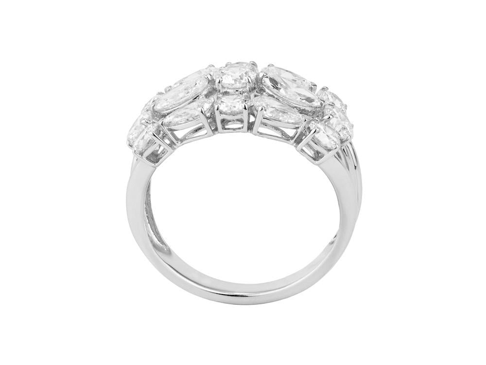 Solitario Dreireihiger Ring aus 18K Weißgold 2.5 ct, NLW00001-13