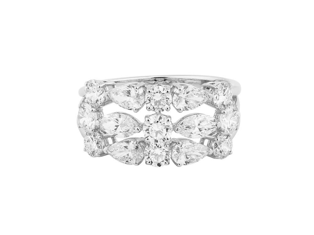 Solitario Dreireihiger Ring aus 18K Weißgold 2.5 ct, NLW00001-13