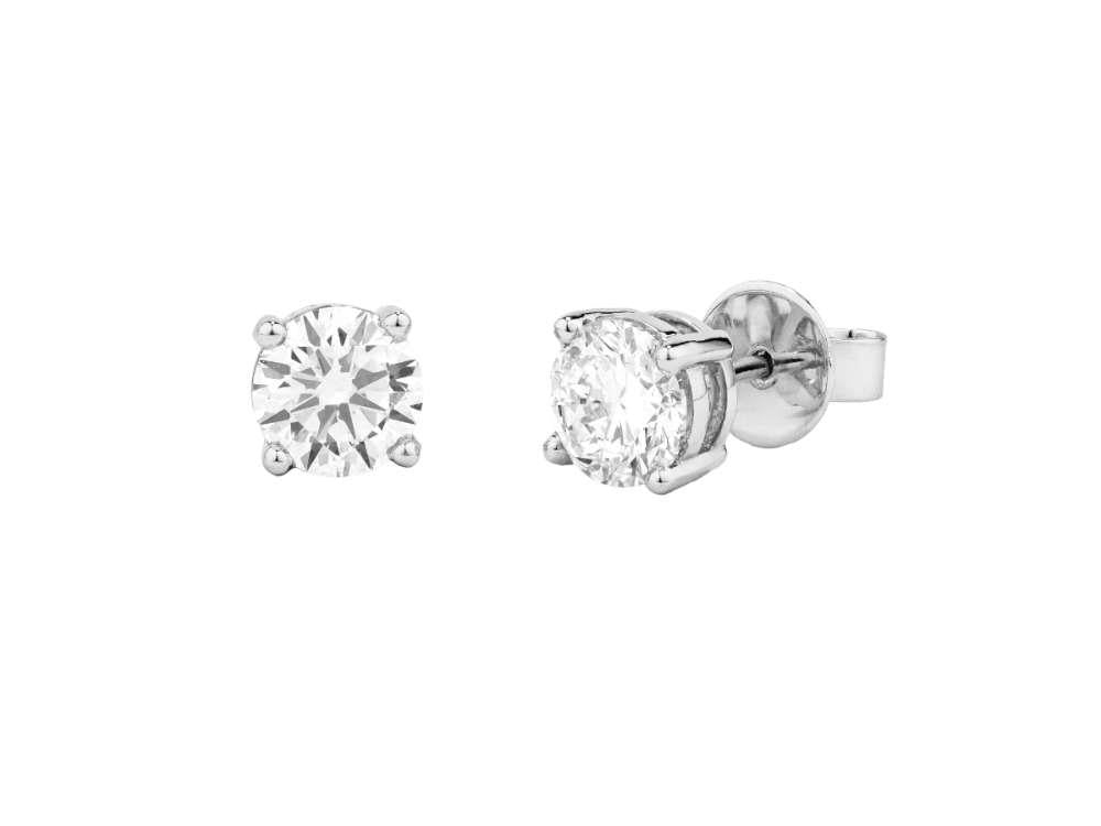 Solitario Ohrringe mit Brillantschliff aus 18K Weißgold 2 ct, PEW10226