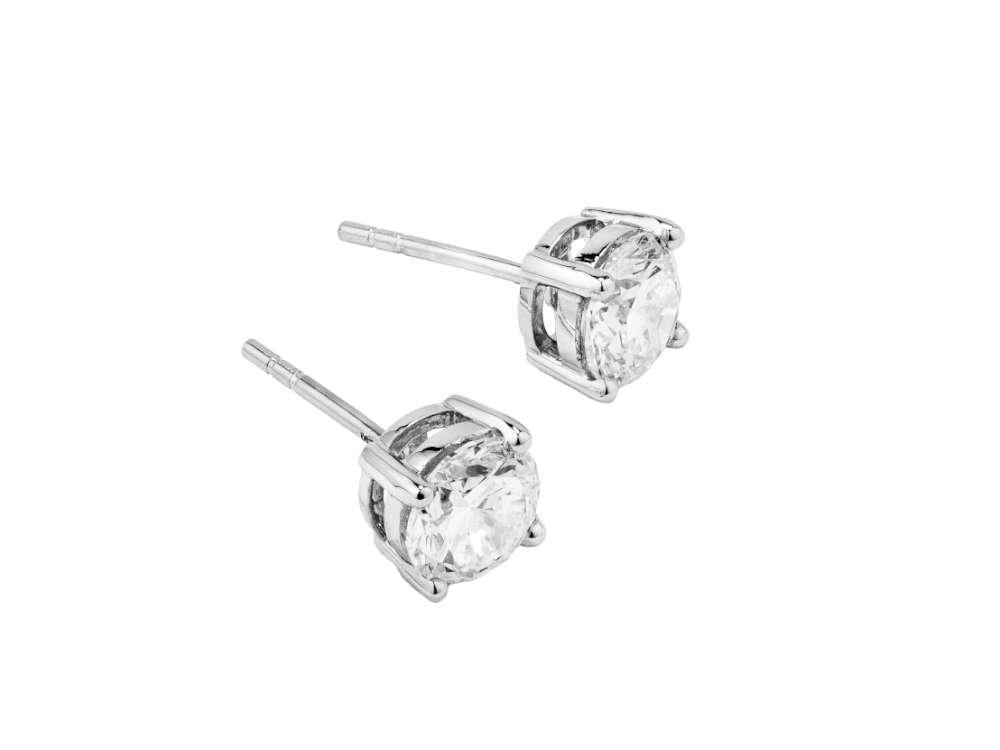 Solitario Ohrringe mit Brillantschliff aus 18K Weißgold 2 ct, PEW10226