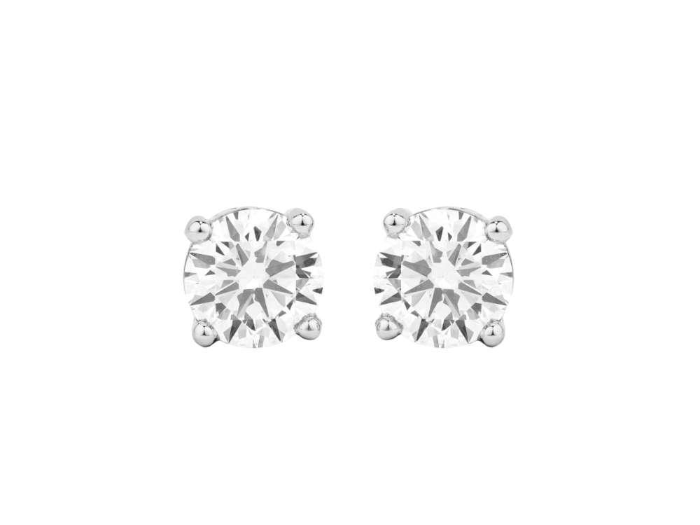 Solitario Ohrringe mit Brillantschliff aus 18K Weißgold 2 ct, PEW10226