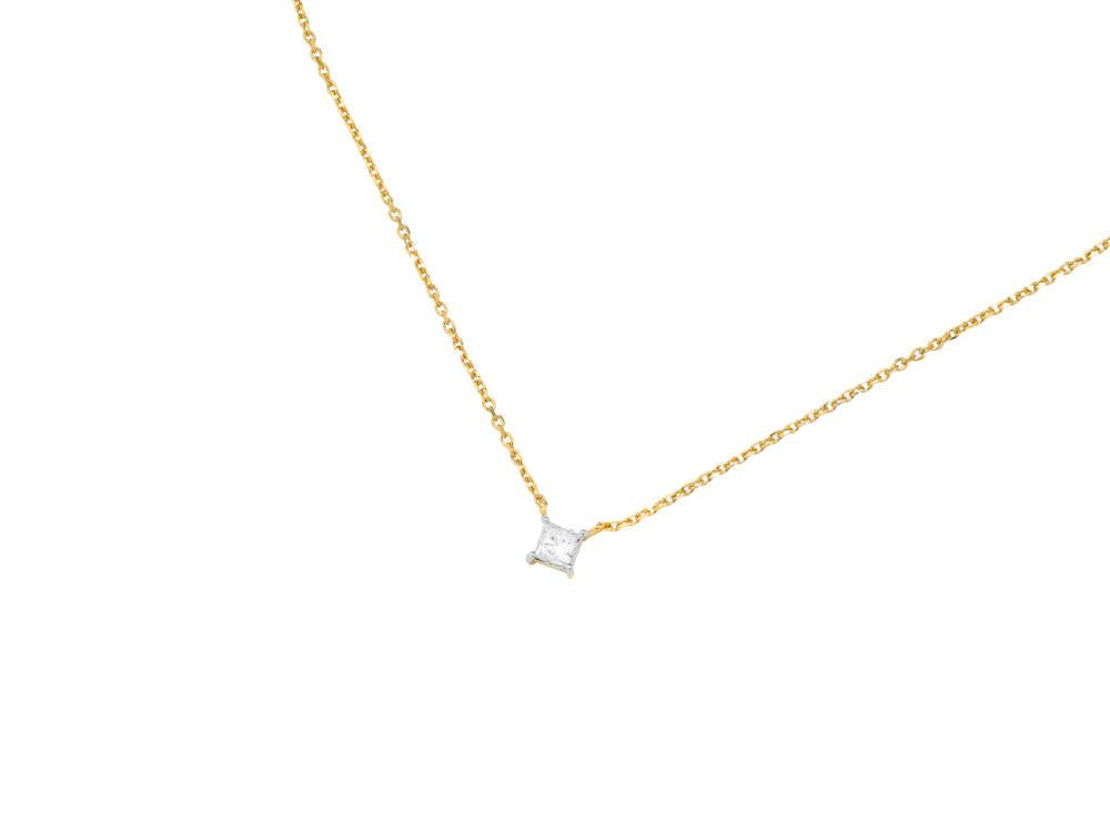 Solitario Anhänger mit Prinzessschliff aus 18K Gold 1 ct, PY11678F
