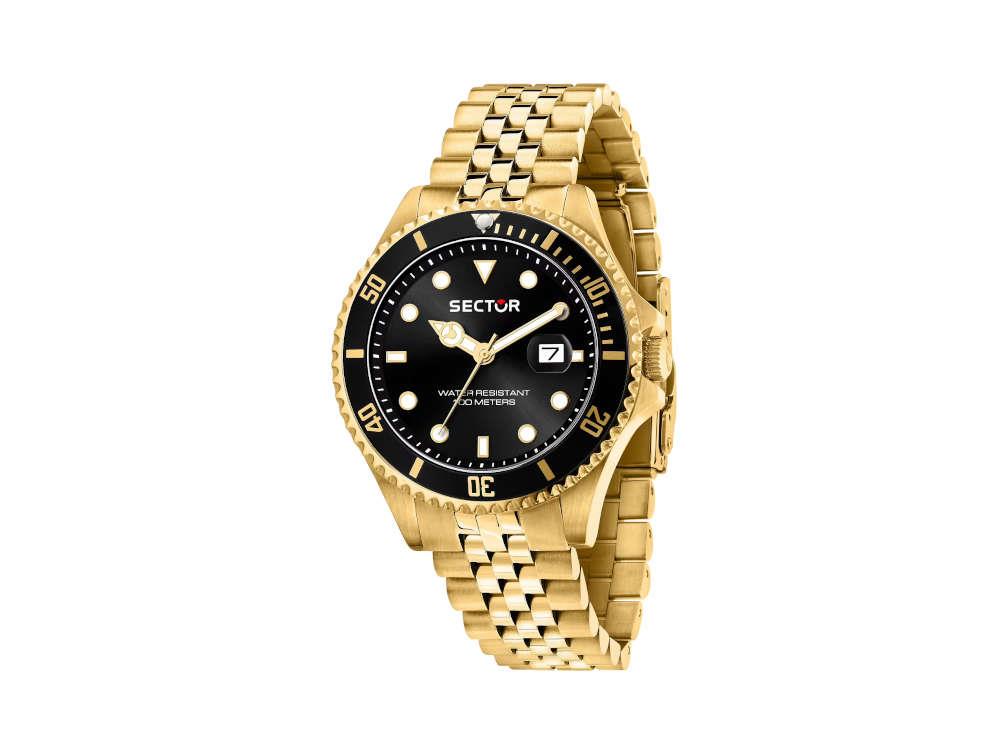Sector No Limits 230 Quartz Uhr, PVD Gold, Schwarz, 43 mm, R3253161051