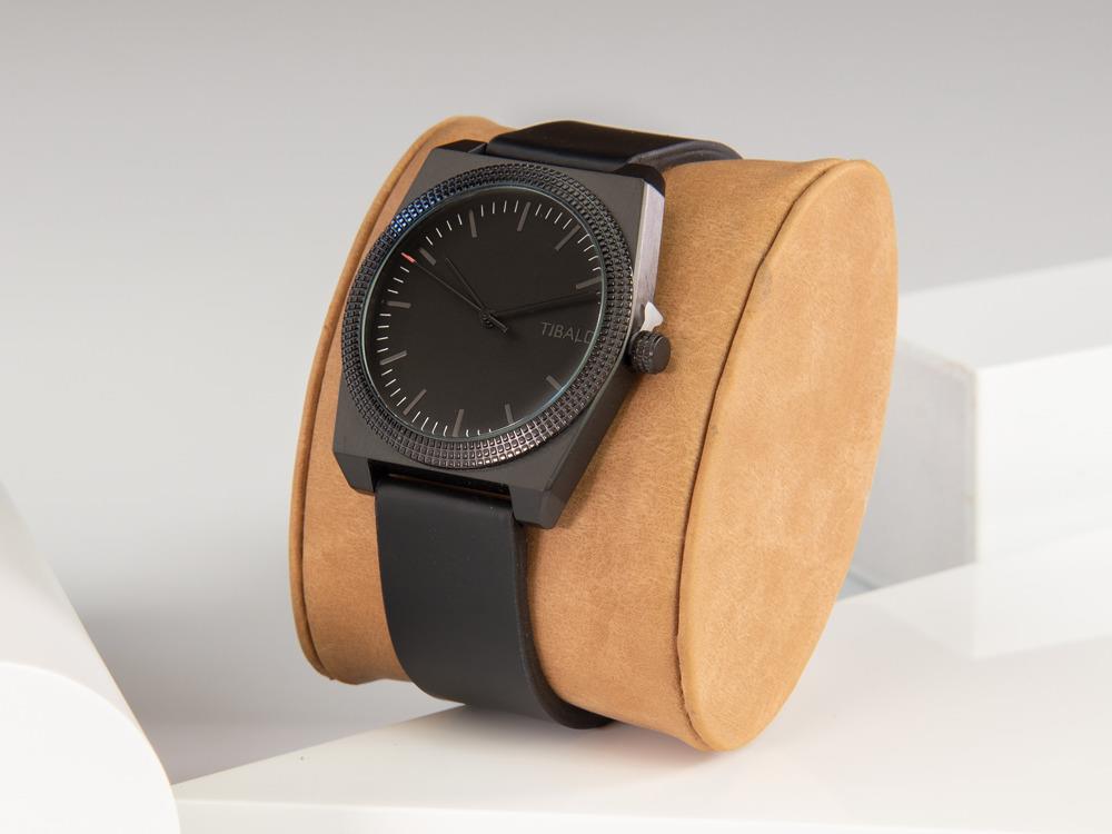 Tibaldi Men's Quartz Uhr, Schwarz, 39mm x 46mm, Lederband, TMM-PVD-LT