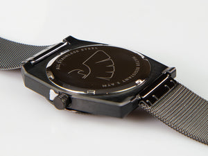 Tibaldi Men's Quartz Uhr, Edelstahl 316L , Schwarz, 39mm x 46mm, TMM-SS-MM