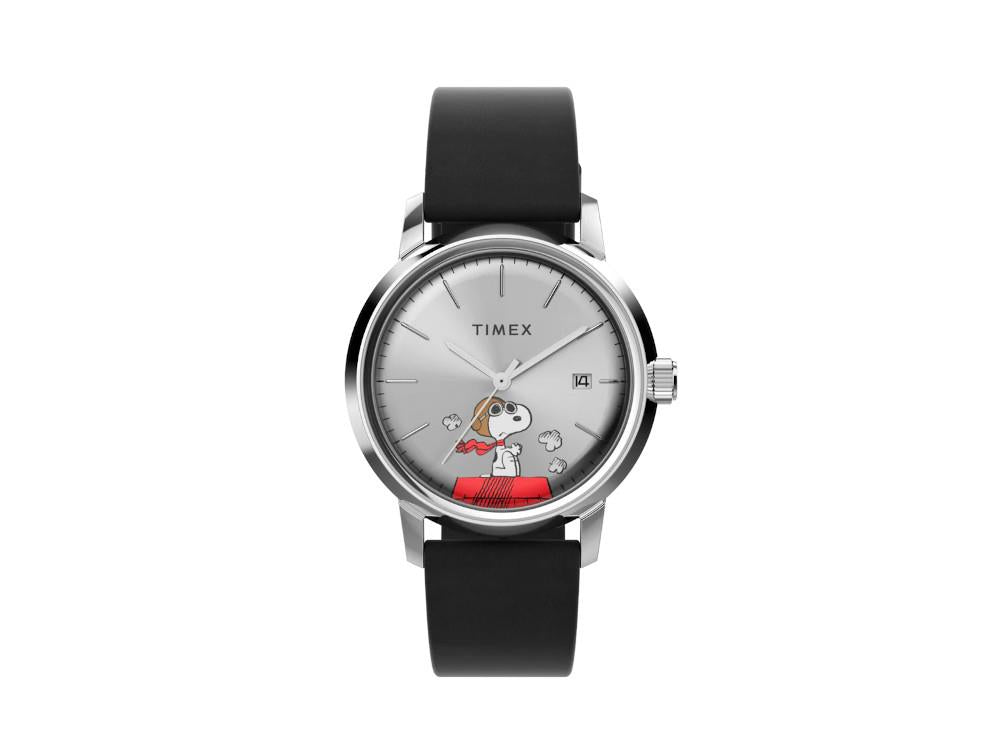 Timex Marlin Peanuts Snoopy Flying Ace Automatik Uhr, Silber, 40 mm, TW2W49600