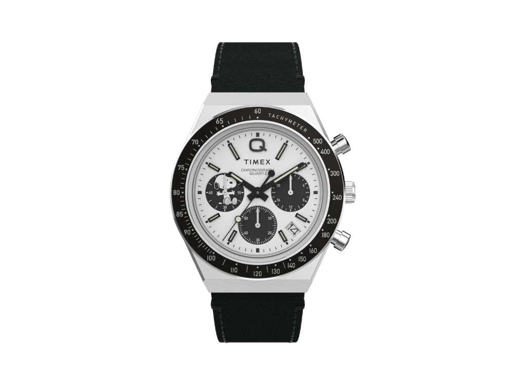 Timex Q Timex Chronograph x Peanuts Snoopy Quartz Uhr, Weiss, 40 mm, TW2W68900