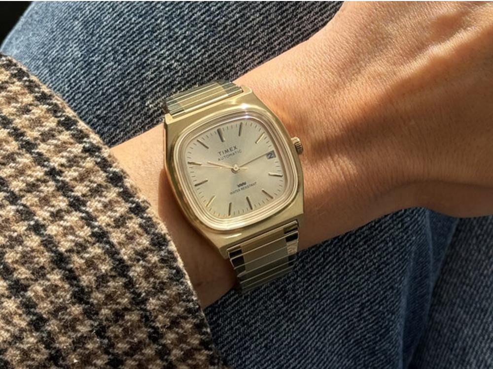 Timex E Line Automatik Uhr, Golden, 34 mm, TW2Y07200