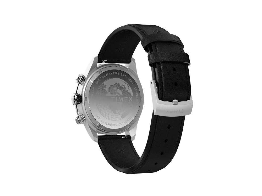 Timex Waterbury Heritage Quartz Uhr, Silber, 39 mm, Chronograph, TW2Y19300