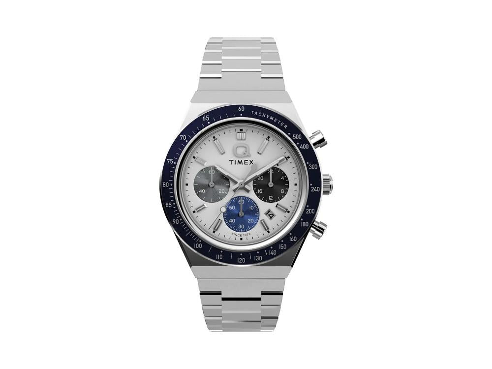 Timex Q Chrono Quartz Uhr, Weiss, 40 mm, Chronograph, TW2Y36200