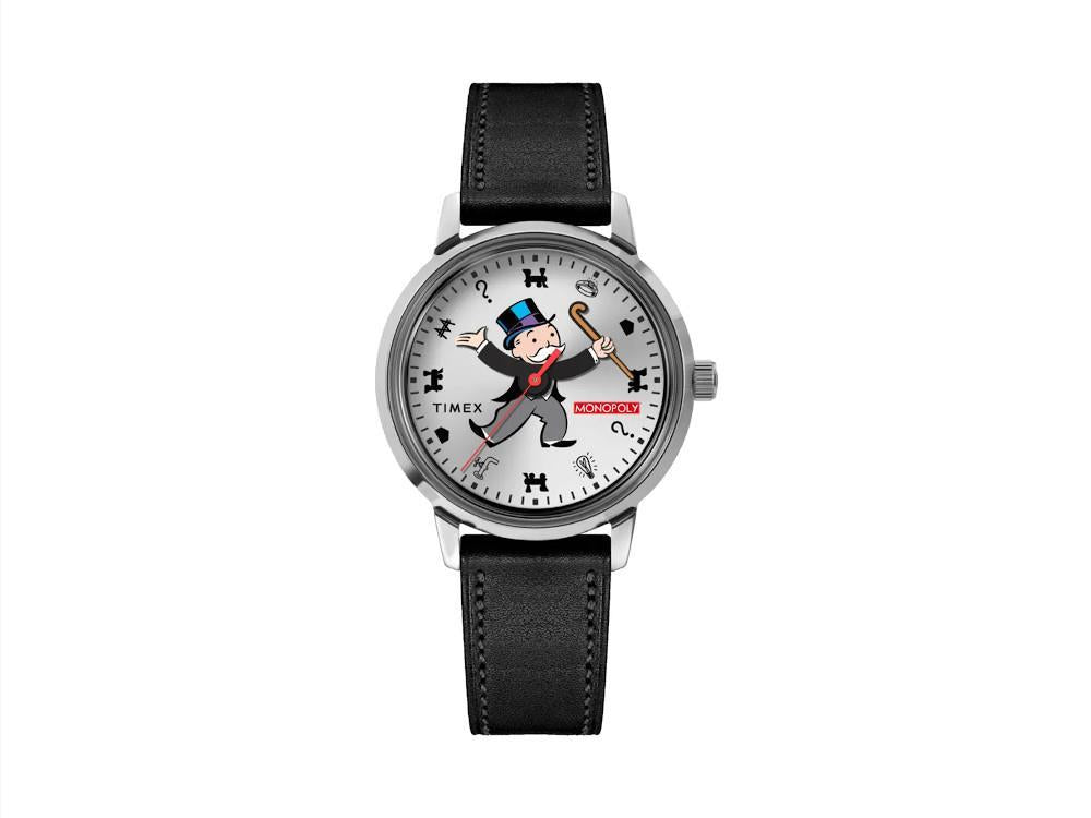Timex Monopoly Marlin Automatik Uhr, Recycelter Stahl, Silber, 38 mm, TW2Y46900