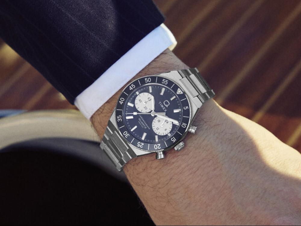 Timex Q Timex Continental Quartz Uhr, Blau, 40 mm, Chronograph, TW2Y55900
