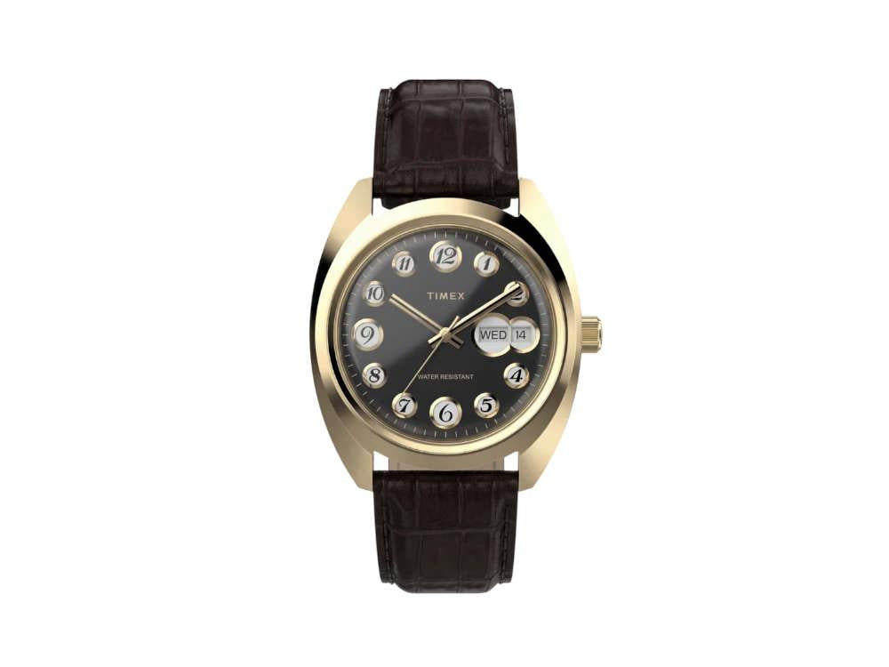 Timex Lab Reissue 1976 Quartz Uhr, PVD Gold, Schwarz, 37 mm, TW2Y82100
