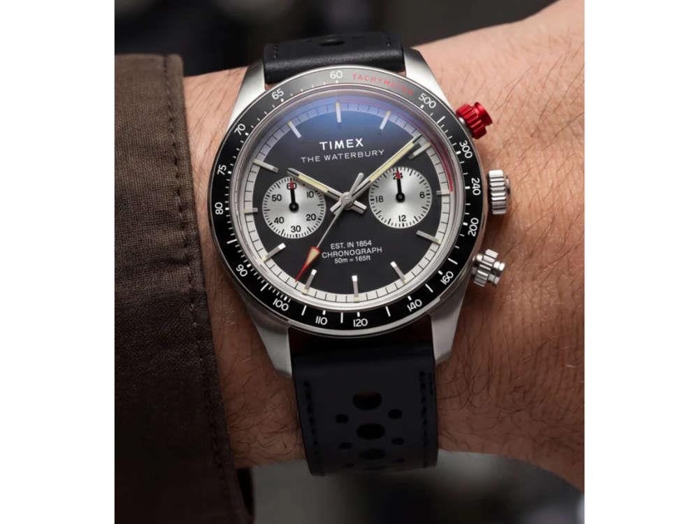 Timex The Waterbury Heritage Chronograph Quartz Uhr, Schwarz, 39 mm, TW2Y93300