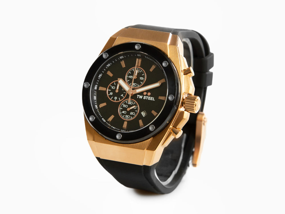 TW SteelCeo Tech 44mm Quartz Uhr, Schwarz, 44 mm, Kautschukband, 10 atm, CE4103