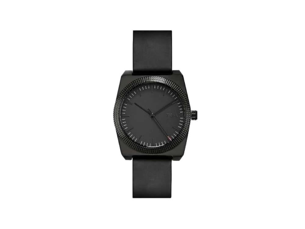 Tibaldi Men's Quartz Uhr, Schwarz, 39mm x 46mm, Lederband, TMM-PVD-LT