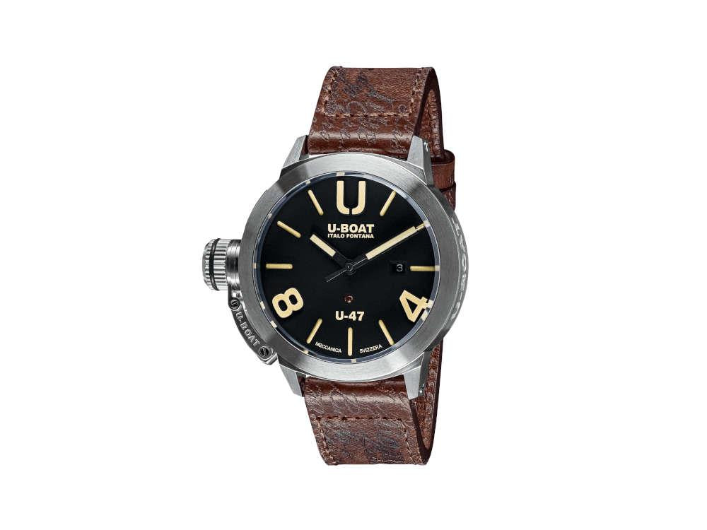 U-Boat Classico Automatik Uhr, Edelstahl 316L , Schwarz, 47mm, 8105