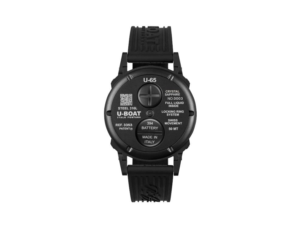 U-Boat U-65 PVD Aqua Quartz Uhr, PVD, 44 mm, Grau, 3353