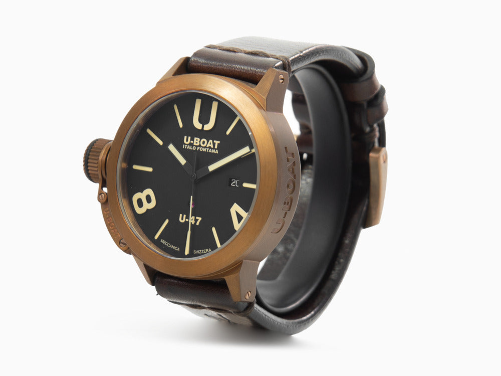 U-Boat Classico U-47 Bronzo Automatik Uhr, Bronze, Schwarz, 47 mm, Leder, 7797
