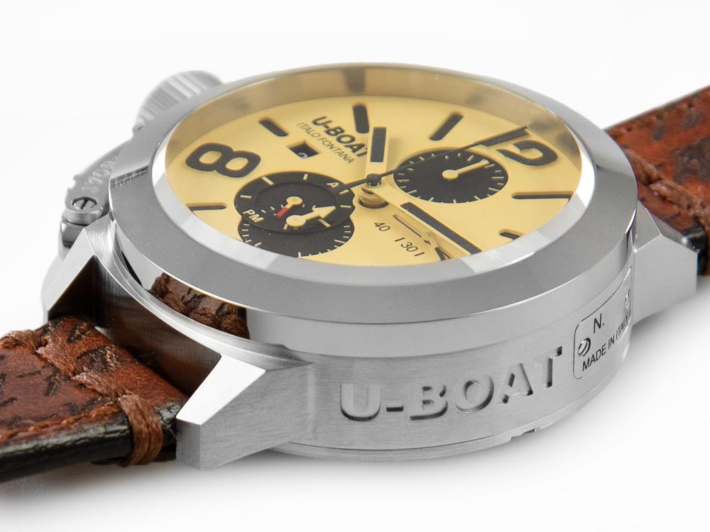 U-Boat Classico Tungsteno Chronograph Automatik Uhr, Beige, 45 mm, 9568