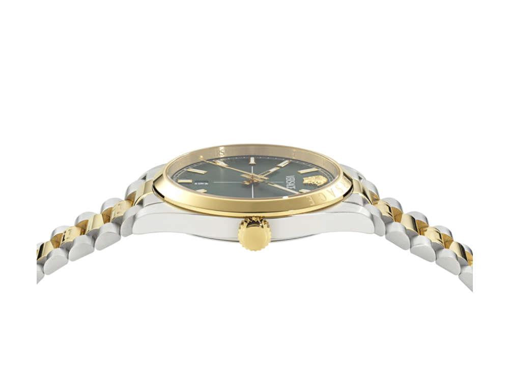 Versace Millenyium Quartz Uhr, PVD Gold, Grün, 40 mm, Shapir-Glas, VE0G00425