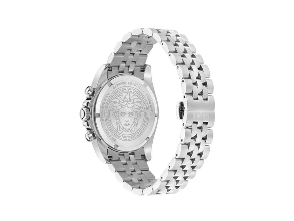 Versace Greca Chrono Wave Quartz Uhr, Grau, 43 mm, Shapir-Glas, VE0H00325