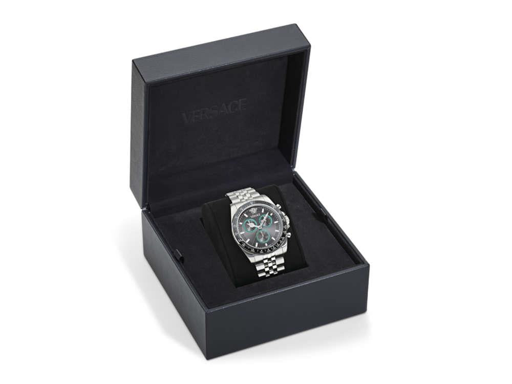 Versace Greca Chrono Wave Quartz Uhr, Grau, 43 mm, Shapir-Glas, VE0H00325