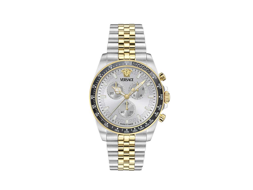 Versace Greca Chrono Wave Quartz Uhr, Grau, 43 mm, Shapir-Glas, VE0H00725